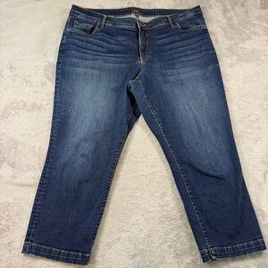 Kut From the Kloth Jeans 16 Crop Straight Leg Blue Denim Cotton Blend
